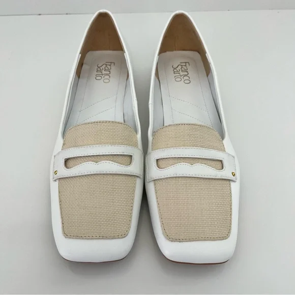 Franco Sarto White and Tan Flats with Bow Detail - Picture 5 of 12